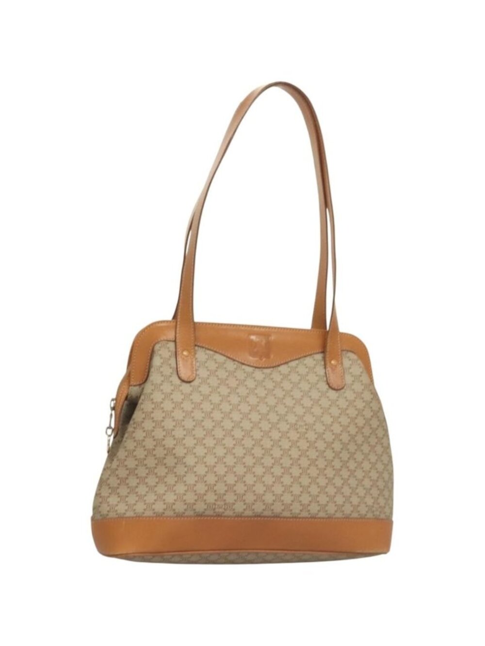 CELINE Macadam Canvas Shoulder Bag PVC Beige Gold
